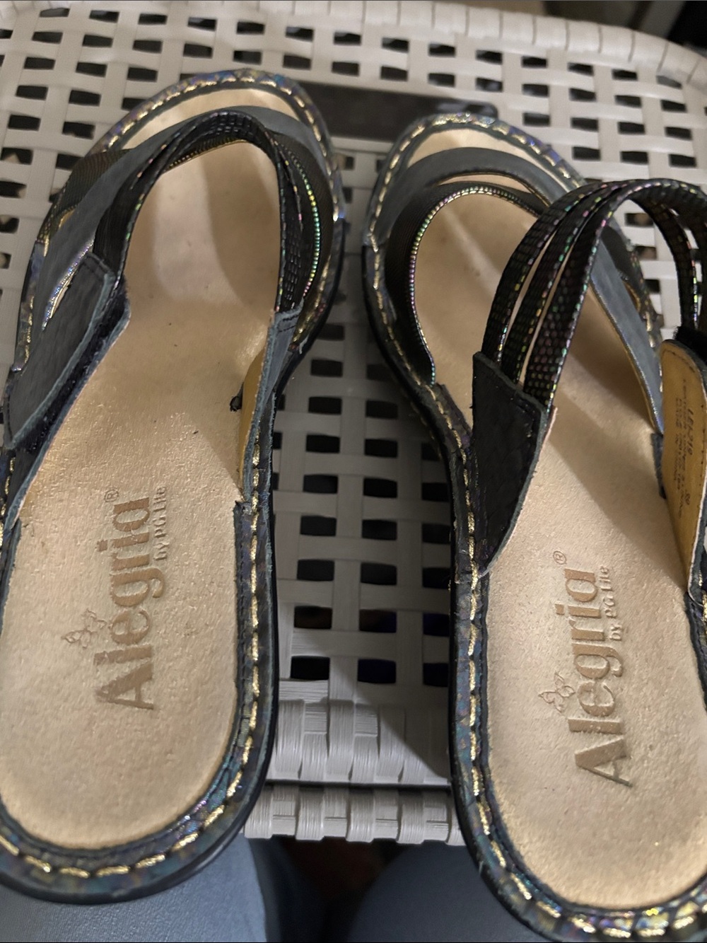 Alegria Black Iridescent Women’s Slingback Sandals